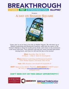 Saturday May 10th @ Shaker Square