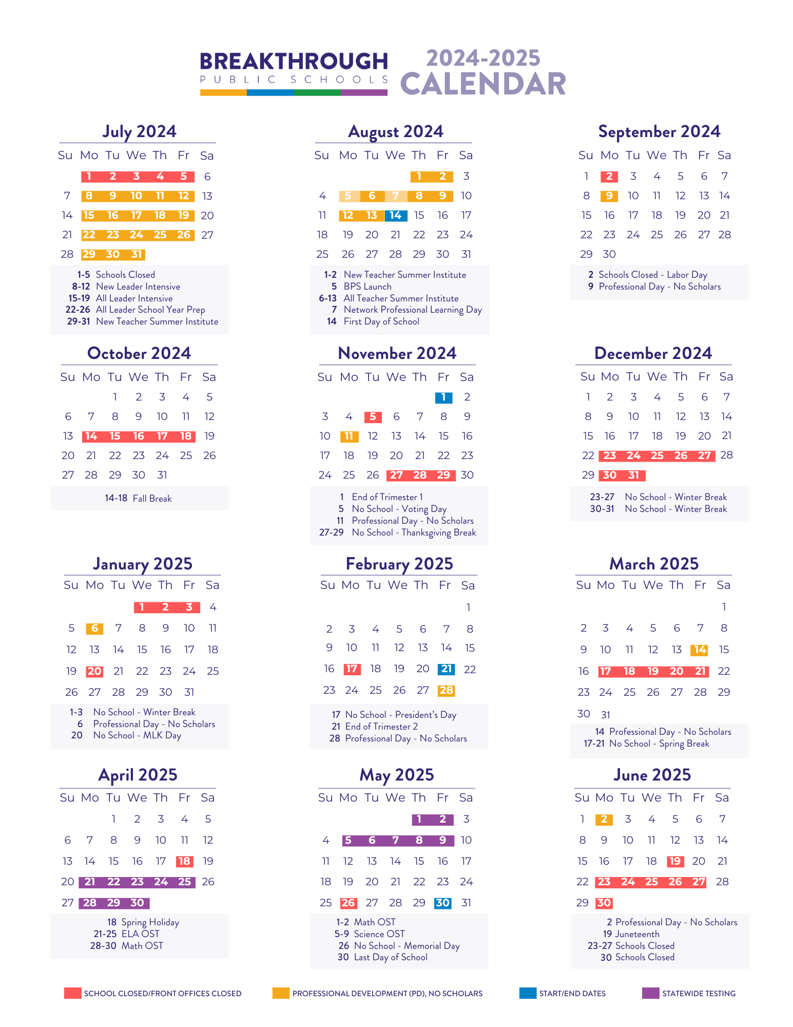BPS 24-25 School Calendar